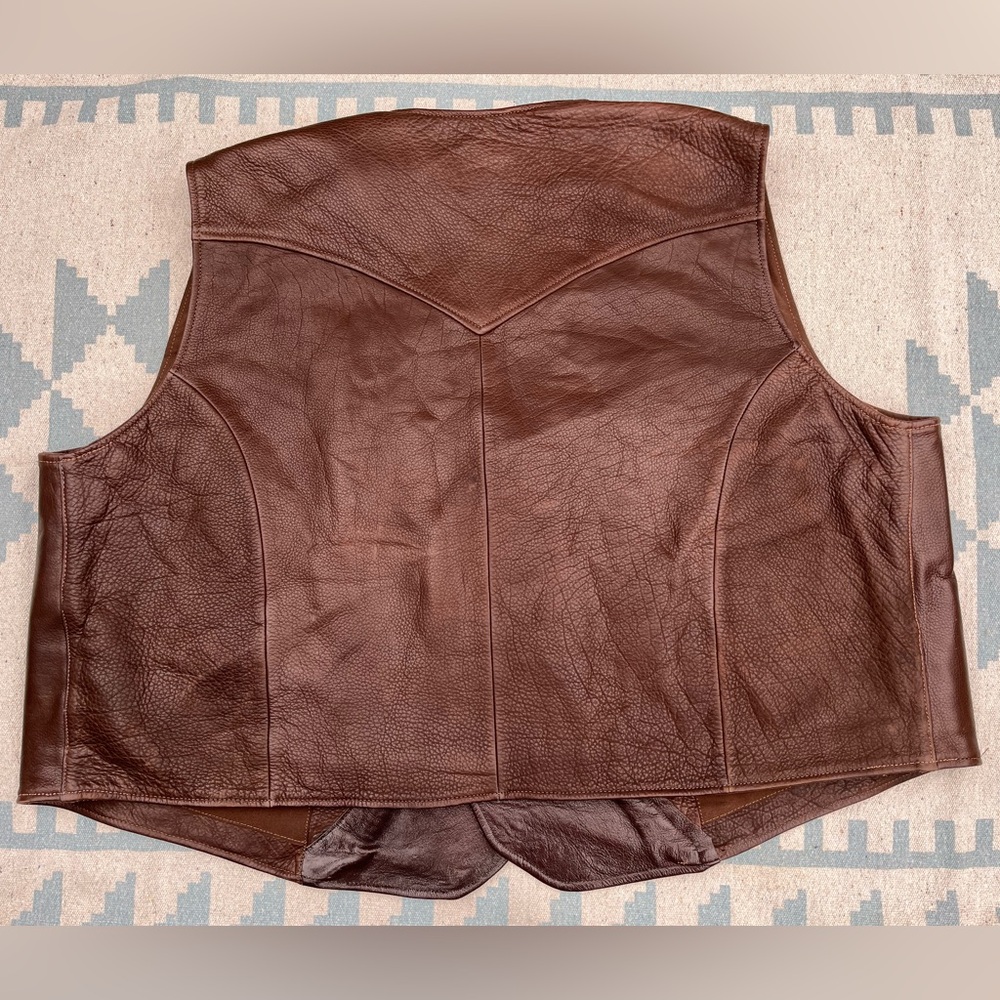 Coronado Bison Leather Laredo Concealed Carry Western Vest Brown Handmade Retro - Picture 2 of 16